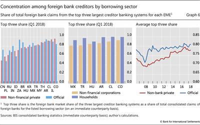 Concentration among foreign bank creditors by borrowing sector