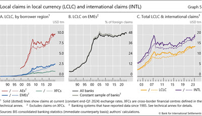 Local claims in local currency (LCLC) and international claims (INTL)